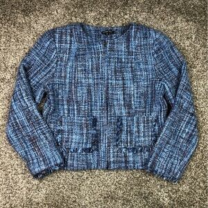 Cynthia Max Women’s Blue Plaid Tweed Blazer Size Medium